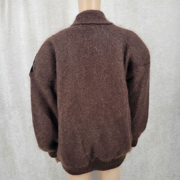 Cervelle 80s Brown Mohair Eclectic Grandpa Grandmacore Sweater Cardigan Medium - Picture 6 of 12